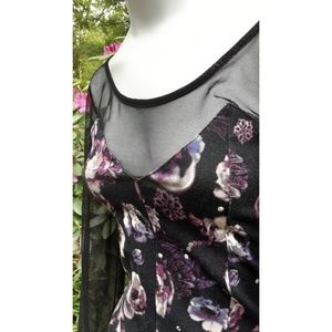H&M Conscious Gothic Floral Mesh Top Bodycon Dress